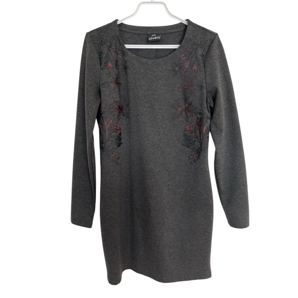 FREE with any purchase- Schwiing Charcoal Gray Dress with Red Accents SZ medium